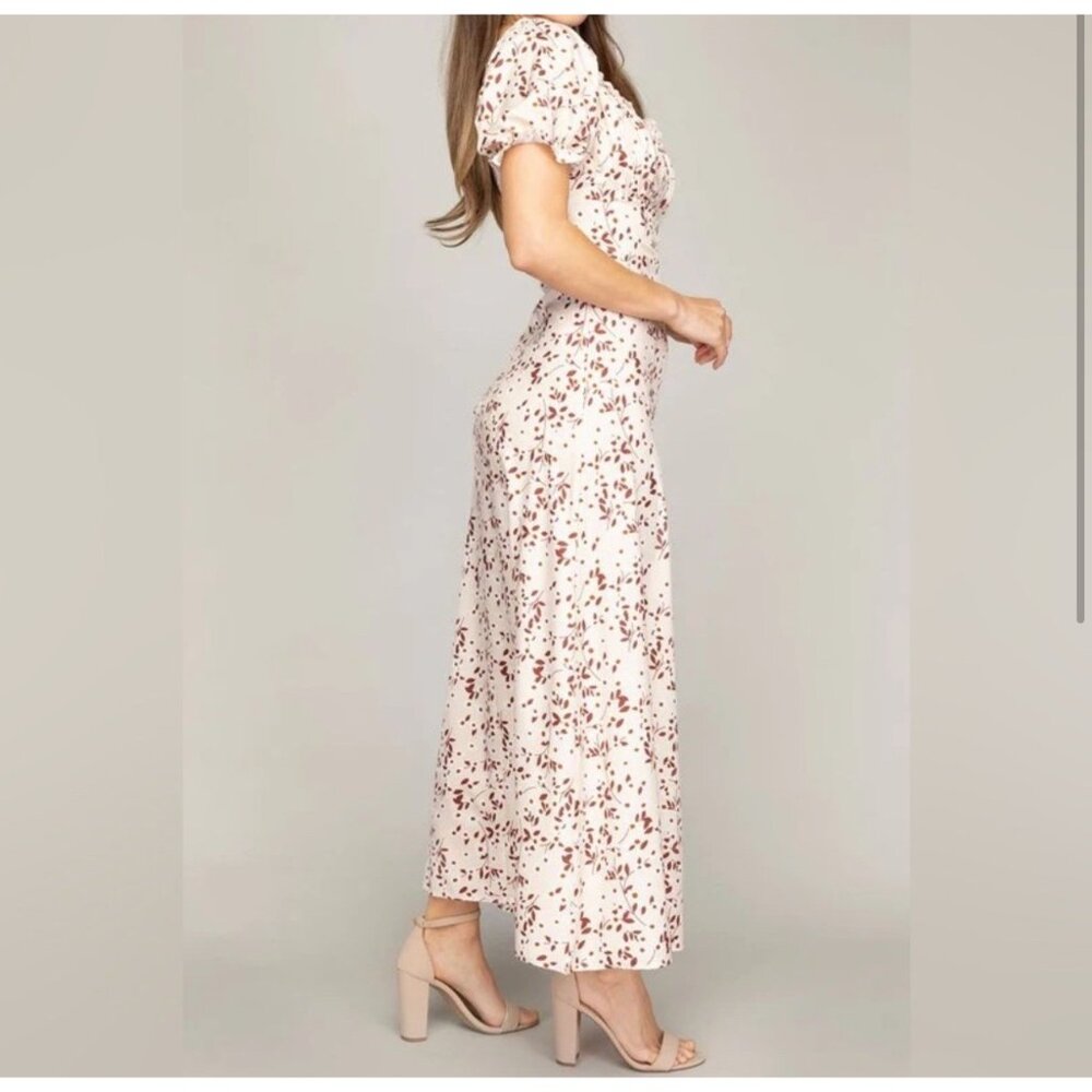 NWT womens ivory floral off-the-shoulder maxi dress size Meidum - Picture 2 of 4